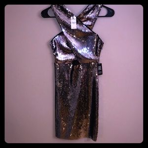 Express midi sequin dress with cutout